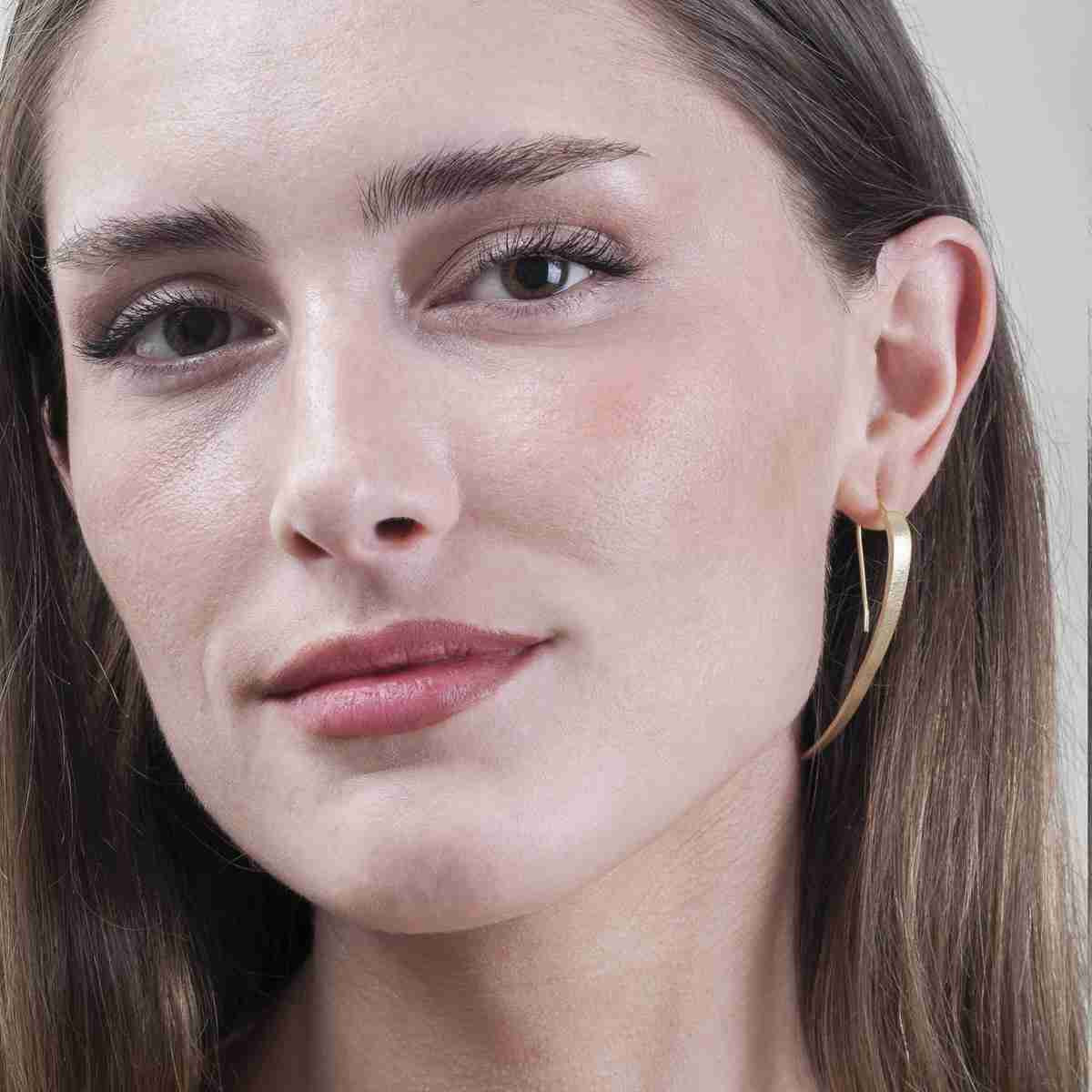 Jorge Revilla MIA Collection Sterling Silver 18k Yellow Gold Vermeil Long Hook Earrings