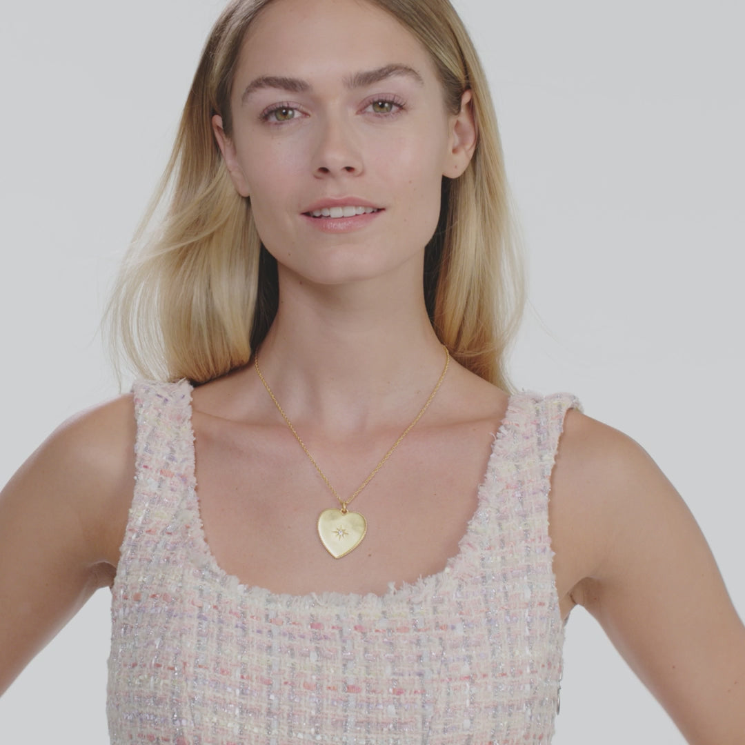 Julie Vos Heart Necklace with CZ Adjustable Length Necklace