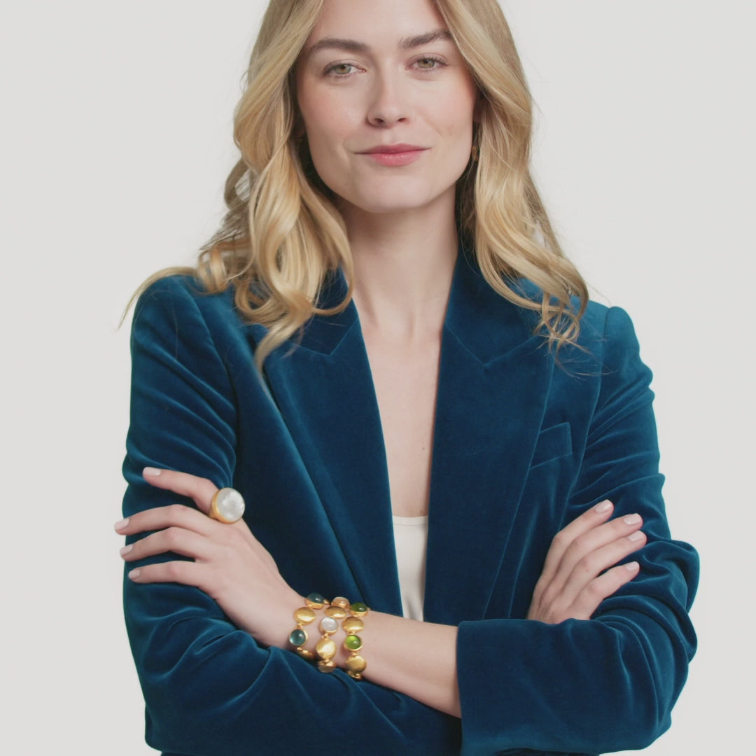 Julie Vos Solara Statement Iridescent Tanzanite Blue Ring Size 8