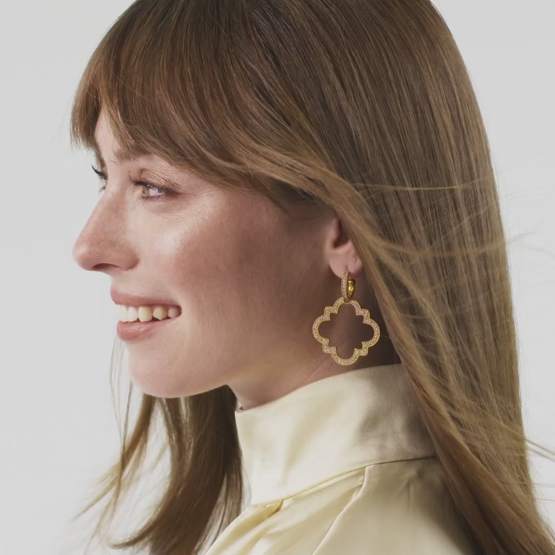 Julie Vos Odette Statement Hoop and Charm CZ Dangle Earrings