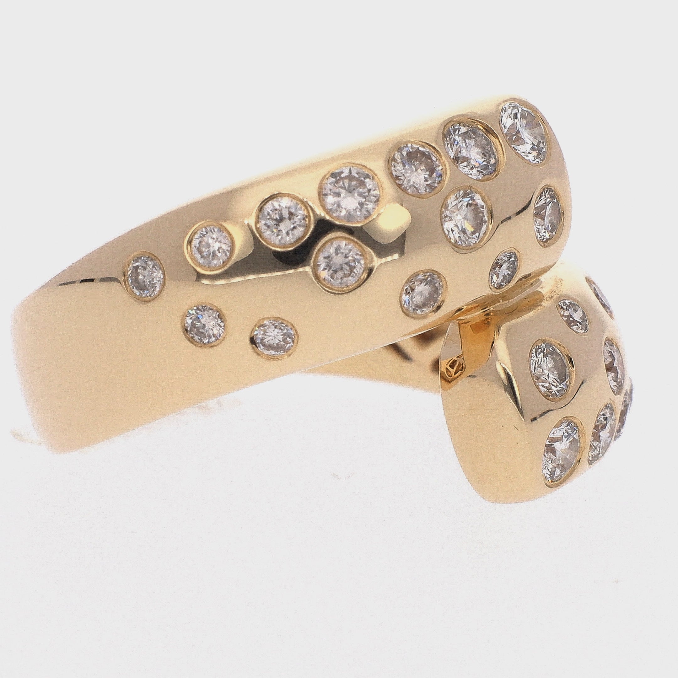 14K Yellow Gold Round Diamonds Bypass Ring