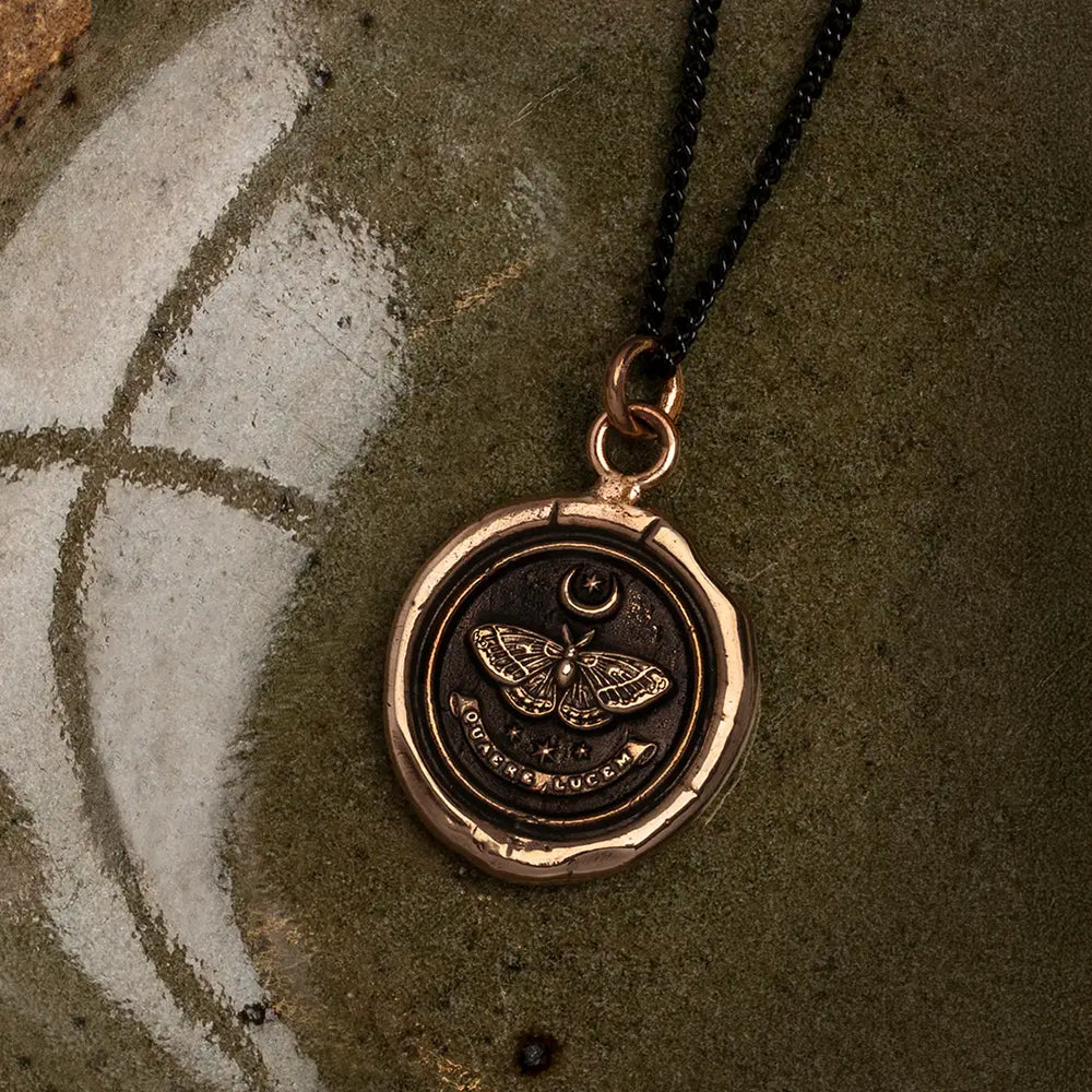 Pyrrha Bronze "Seek The Light" Talisman Pendant Necklace