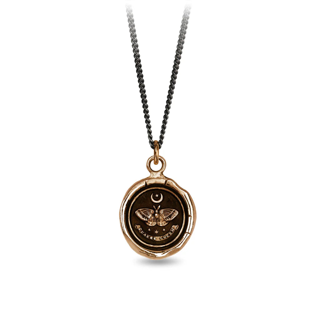 Pyrrha Bronze "Seek The Light" Talisman Pendant Necklace