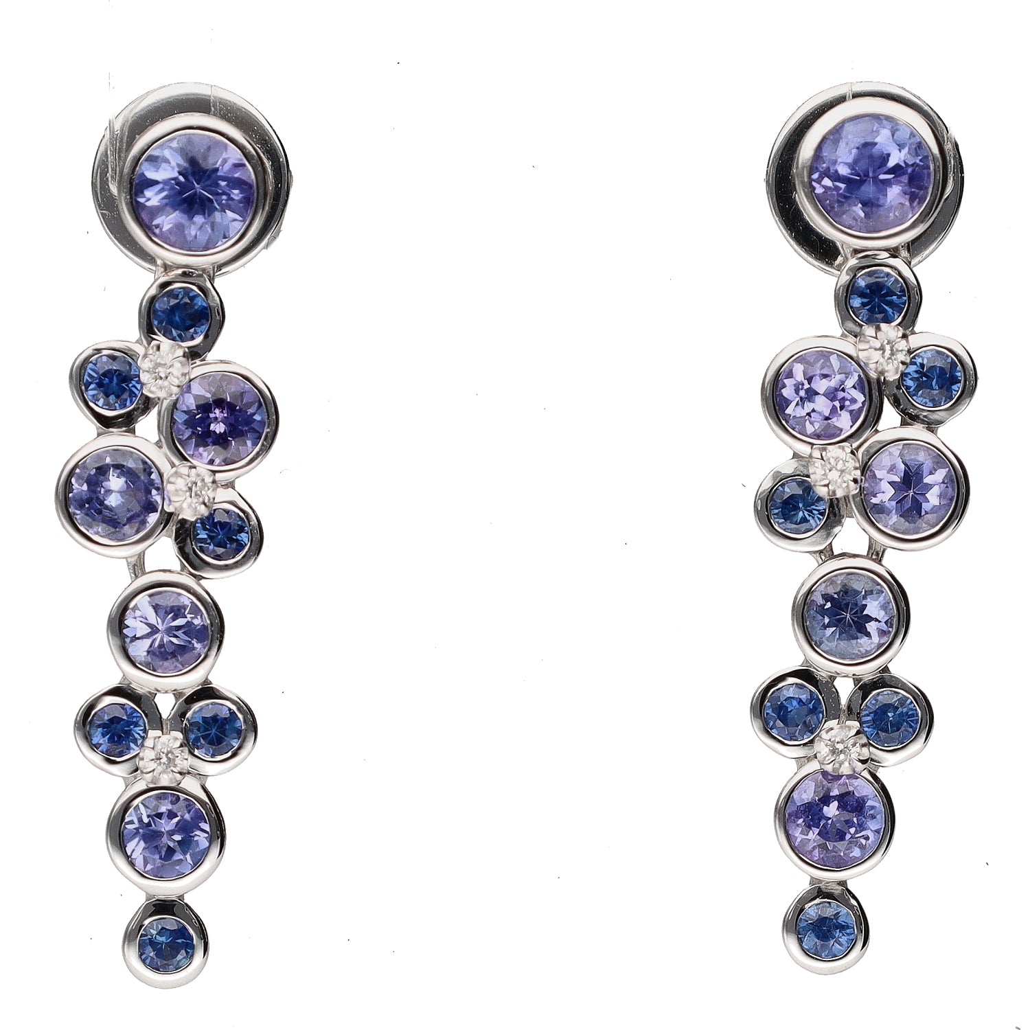 Martha Seely Designs Constellation Collection 14K White Gold Sapphire, Tanzanite, & Diamond Ombre Earrings