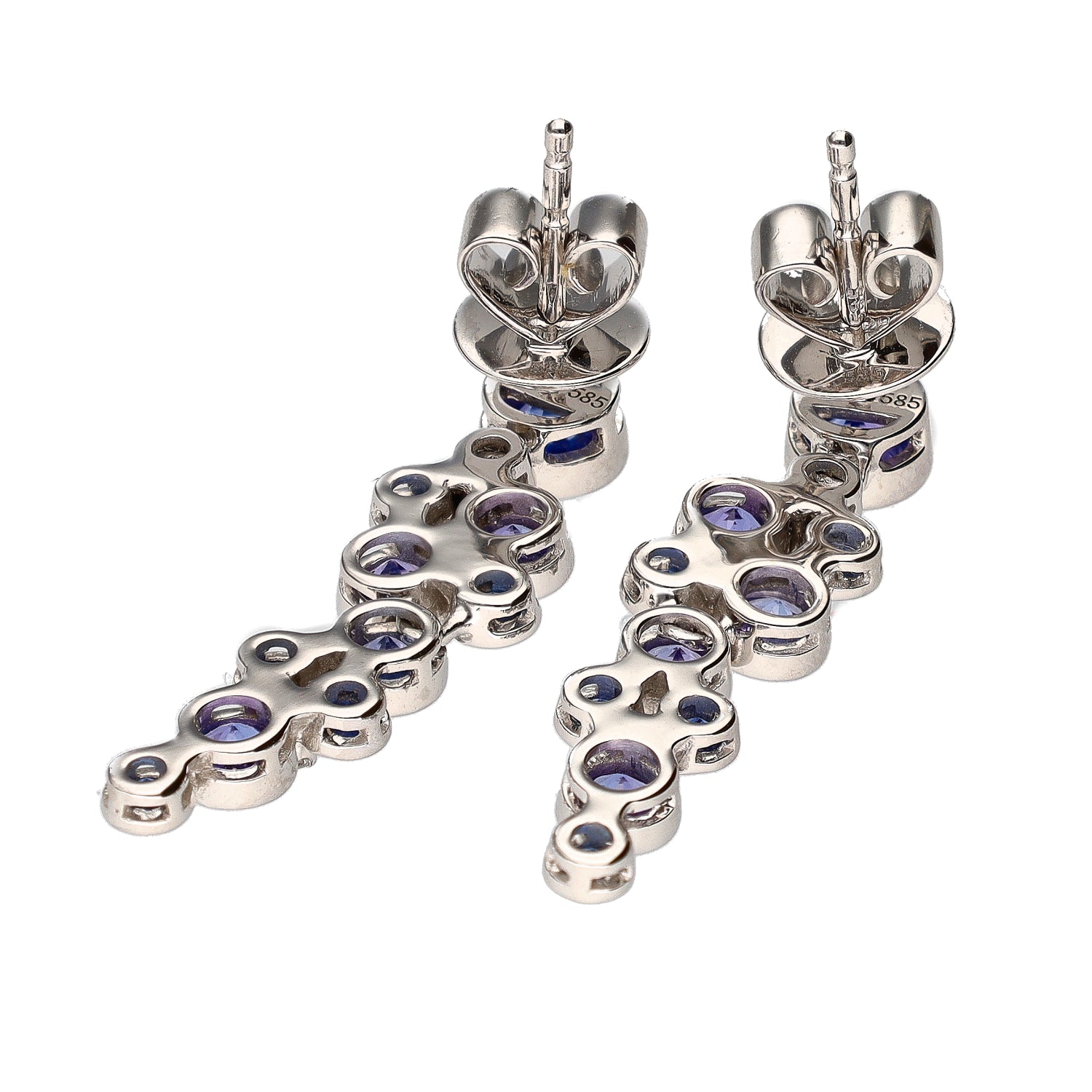 Martha Seely Designs Constellation Collection 14K White Gold Sapphire, Tanzanite, & Diamond Ombre Earrings