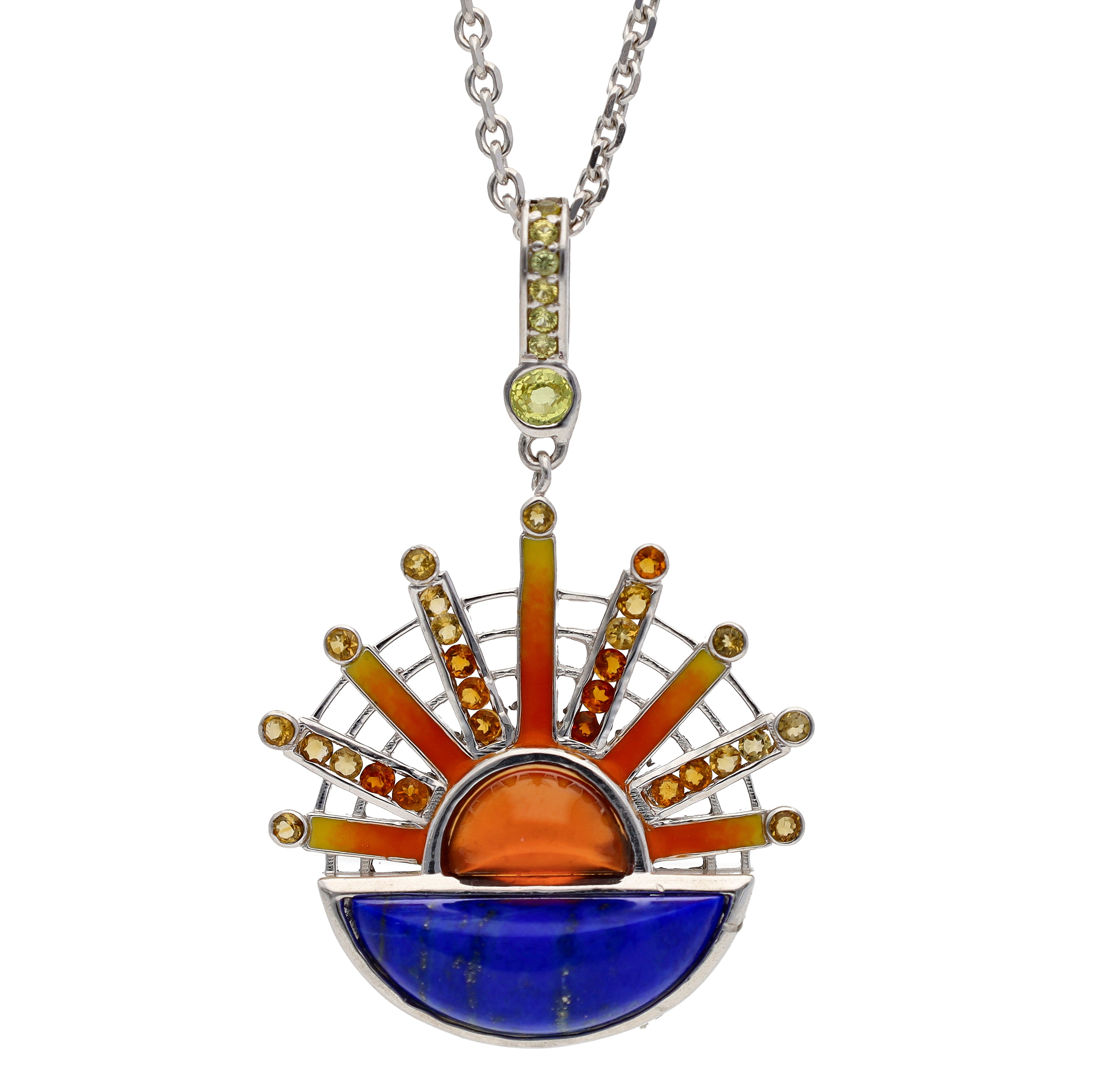 Martha Seely Design Sterling Silver Sunset & Ocean Pendant on 18" Chain
