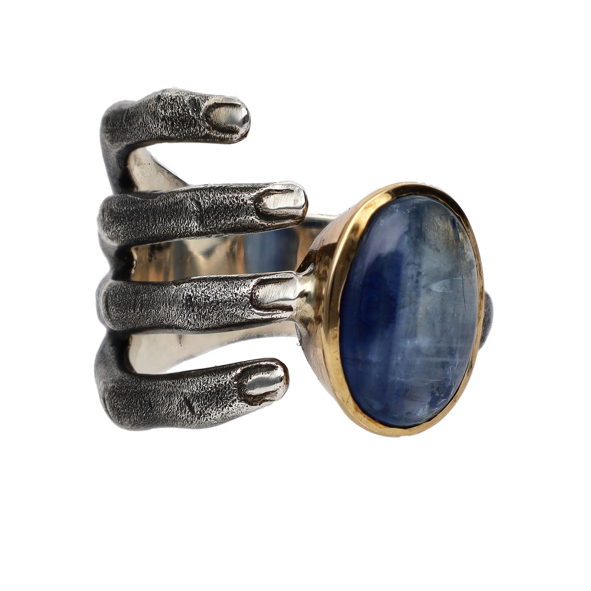 Bora Jewelry of Brooklyn Oxidized Sterling Silver & Brass Sapphire Ring