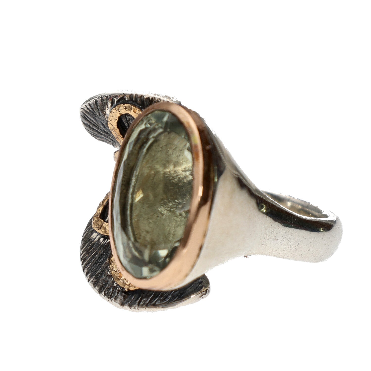 Bora Jewelry of Brooklyn Sterling Silver & Brass Oval Citrine Modern Ring