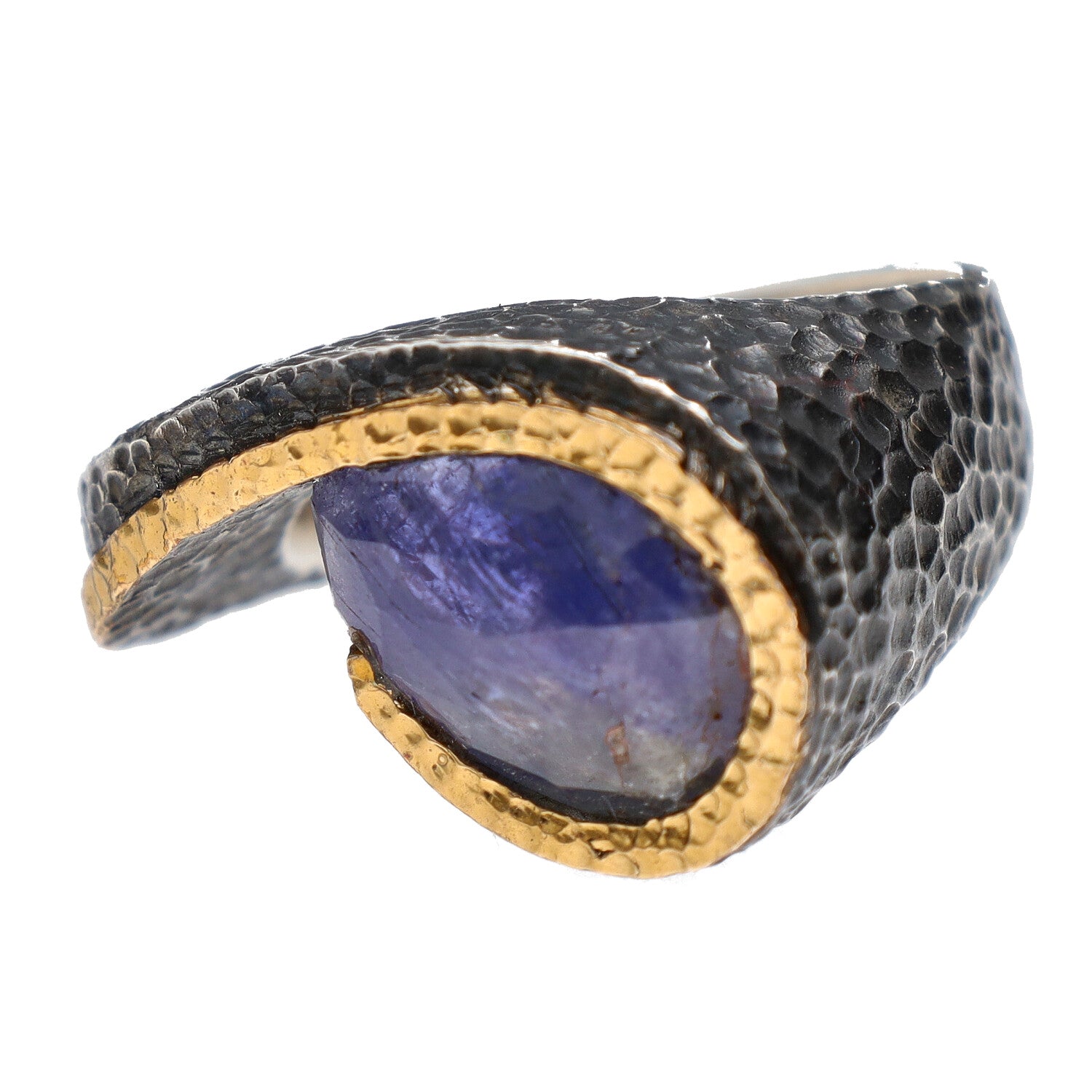 Bora Jewelry of Brooklyn Sterling Silver & Brass Pear Shaped Spinel Ring